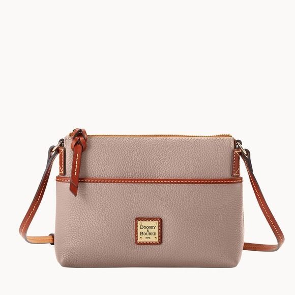 Dooney & Bourke Pebble Grain Katie Crossbody Purple Mauve Brown Leather Bag - Picture 1 of 12
